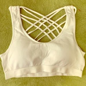 White NEW strappy sports bra